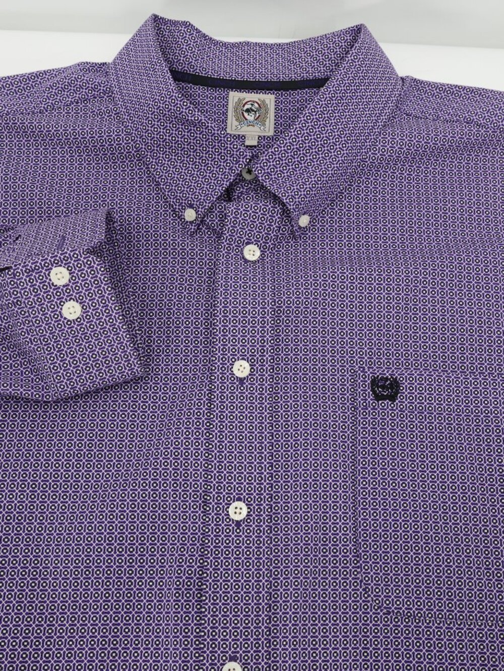 Cinch Dress Shirt Men's 2XL Geometric Cotton Button Down Long Sleeve workwear